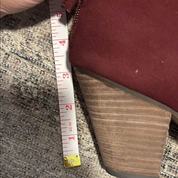 Violet & Red Jackson Lazer Cut Topline Burgundy Ankle Booties - Picture 6 of 6